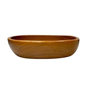 Vintage Hand Crafted Oval Teak Wood Bowl 7.75” x 5“ Made in Thailand
